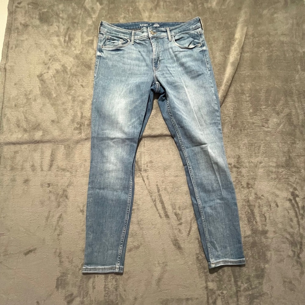 Old Navy Rockstar Super Skinny Jeans Womens 12 Blue Mid-Rise Stretch Denim